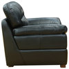 Sunset Trading Jayson 49" Modern Top-Grain Leather Armchair in Black