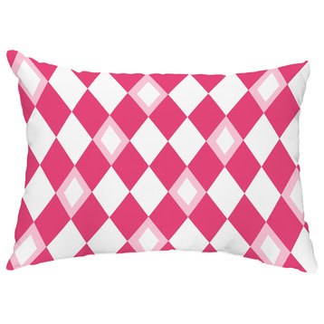 Harlequin 14"x20" Abstract Decorative Outdoor Pillow, Pink/Fuchsia