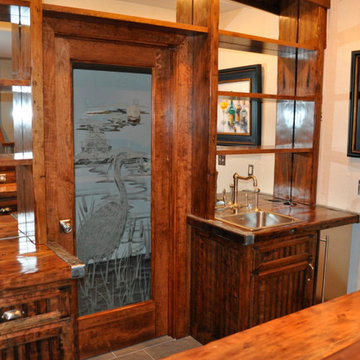 Built in nautical bar with Liberty ship hatch covers
