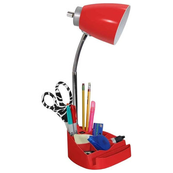 Organizer Desk Lamp With Ipad Tablet Stand Book Holder and Usb Port, Red