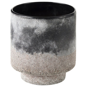 Squally 6.0Lx6.0Wx6.4H Black/Brown Ceramic Ombre Textured Small Vase