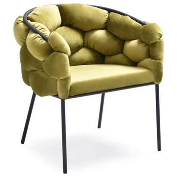 Niklaus Modern Green Fabric Dining Chair, Set of 2