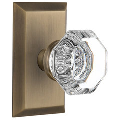 Studio Plate Passage Crystal Glass Door Knob, Antique Brass - Traditional -  Doorknobs - by Regal Brands