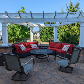 Custom Pergola (s) with Azek Morado Decking/Paver Patio, with Grasp/Drink Rail