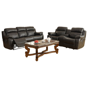 Homelegance Marille 4-Piece Reclining Living Room Set, Black Leather