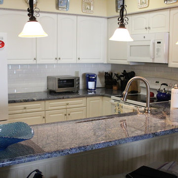 Traditional Kitchen with Blue Bahia counters