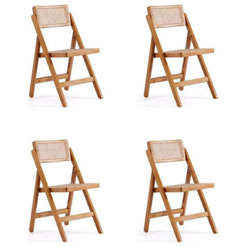 Manhattan Comfort Pullman 17.72" Wood Folding Dining Chair in Natural (Set of 4)