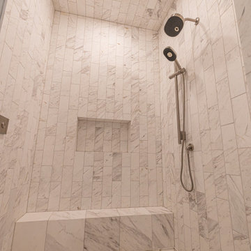 Leawood, Kansas Marble Wrapped Primary Bathroom Remodel