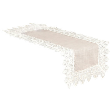 Venetto Lace Trimmed Elegant lar Table Runner, 16"x36"