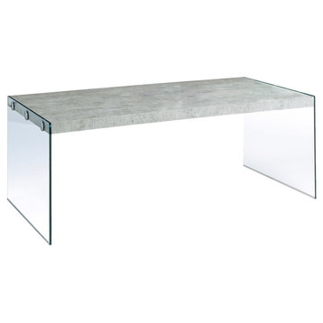 Coffee Table Accent Cocktail Rectangular 44"L Tempered Glass Grey