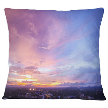 Beautiful Sunset at Trang Thailand Landscape Printed Throw Pillow, 18"x18"