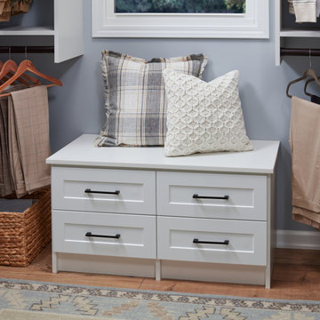 His & Hers Walk-In Closet with Window Bench