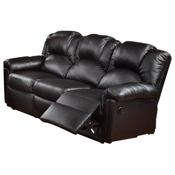Black Bonded Leather Manual Motion Recliner Sofa