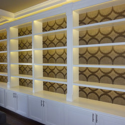 Custom, backlit bookcase and base cabinets - Furniture