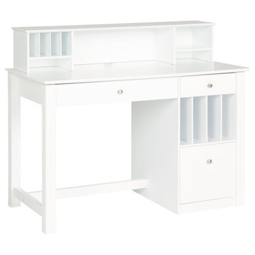 Traditional Desk, Spacious Top With Detachable Hutch & Drop Down Keyboard Tray