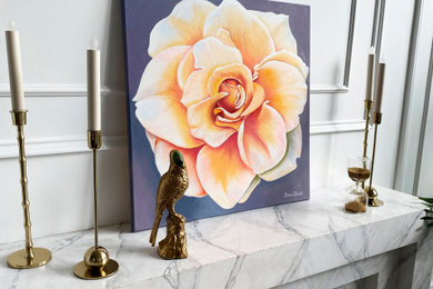 Картина маслом "Персиковая роза" 60х60 см