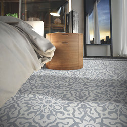 Moroccan Mosaic & Tile House - 8"x8" Atlas Handmade Cement Tile, Gray/White, Set of 12 - Wall And Floor Tile