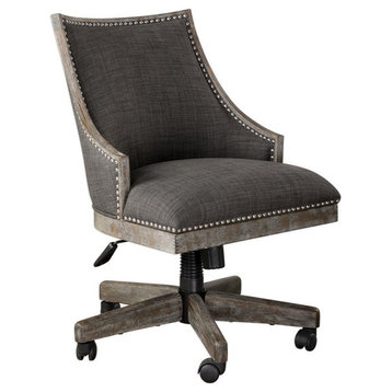 Bowery Hill Contemporary Swivel Desk Chair in Charcoal and Gray