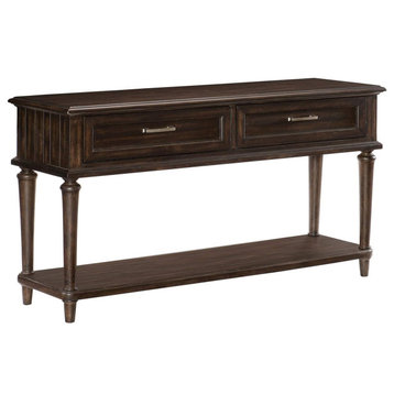 Traditional Console table, Lower Shelf & Dovetailed Drawers, Driftwood Charcoal