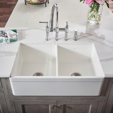 Fireclay Double Bowl Farmhouse Sink, White