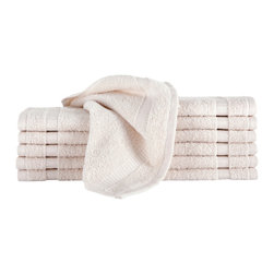 Makroteks - Villa Wash Cloth 12pc Set, Ivory - Bath Towels