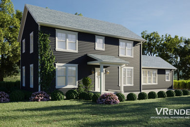 Example of a farmhouse home design design in New York