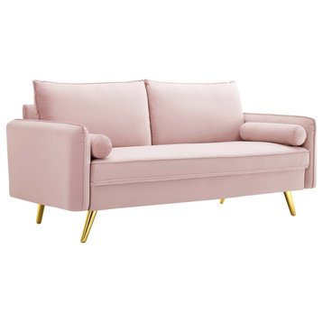 Revive Performance Velvet Sofa, Pink