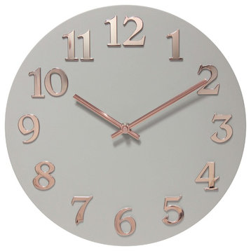 12 inch Modern Wall Clock, Vogue by Infinity Instruments, Grey