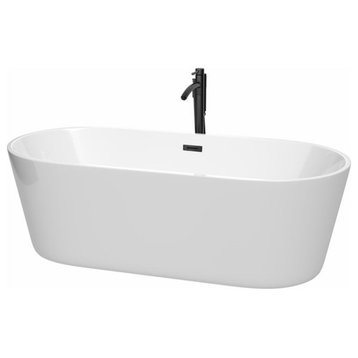 Wyndham Collection Carissa 71" Acrylic Freestanding Bathtub in White/Black