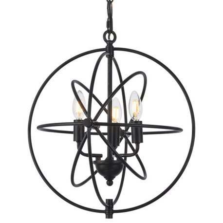 Elegant Lighting 1453D17 Vienna 17"W 3 Light Chandelier - Dark Bronze