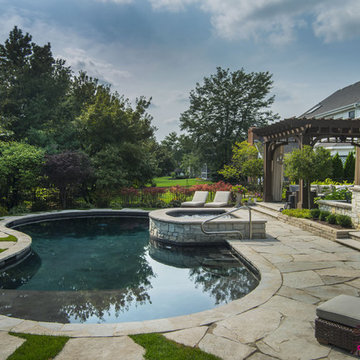 Patio with Flagstone Deck, Pool & Spa