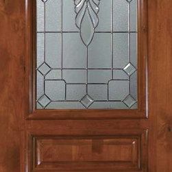 Slab Single Door 96 Wood Alder Versailles Arch Top Arch Lite Glass - Front Doors