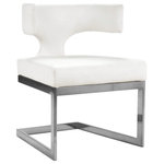 Meridian Furniture - Alexandra Dining Chair, White Faux Leather, Rich Chrome Metal Base - Elegant and eye-catching, the stunning White Faux Leather Alexandra Dining Chair from Meridian Furniture is the perfect addition to any space.