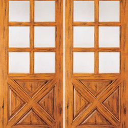 Knotty Alder Exterior Double Door, 6 Lite 4 Panel, Southwest Home - Front Doors