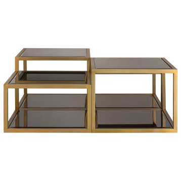 Geometrical Glass Coffee Table Set (4) | OROA Loua