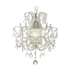 1-Light Wrought Iron and Crystal Chandelier, White