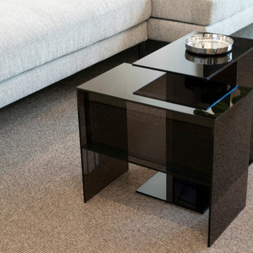 Modern Glass and Lucite Side End Tables
