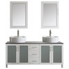 Tuscany 72" Double Vanity, White with White Vessel Sink, Mirror Included
