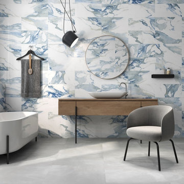 Valeria White and Blue Marble Effect Tiles - Direct Tile Warehouse
