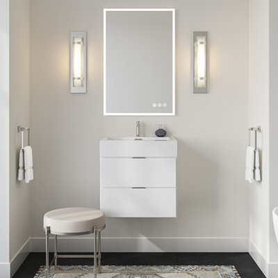 Boutique Bath Vanity, High Gloss White, 24", Single Sink, Wall Mount