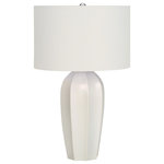 Monarch Specialties - Lighting, 27"H, Table Lamp, Cream Ceramic, Ivory/Cream Shade, Modern - Bring some contemporary sophistication to any room with this stylish 27"h table lamp. A beautiful blend of art-deco with a modern edge, the smooth cream ceramic base in a tapered vase shape, is complimented with an elegant ivory linen drum shade, and finished with a silver metal finial on top. With a 3-way switch that houses a single bulb (not included) for a maximum output of 100W/120V, this lamp offers three levels of illuminating light for creating the ambiance you desire. Attached with a 5ft transparent cord, this is the perfect functional accent to place on an end or side table in a livingroom or home office, or bring it into your bedroom to set on a nightstand or bedside table. Made with high quality materials, this lamp includes a 2 year limited warranty against any manufacturer's defects for a worry-free purchase. This art-deco inspired 27"h table lamp with a cream ceramic tapered vase base, topped with an ivory linen drum shade and finished with a silver finial on top, brings fashionable, modern style to any living room, bedroom, or office space.