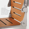 Seachrome Comfort Shower Seat, Teak Seat With Silver Frame