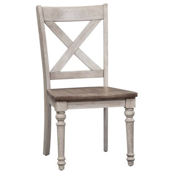 Cottage Lane White X Back Wood Seat Side Chair (RTA)-Set of 2