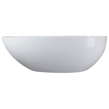 Vanity Art Solid Surface Resin Stone Freestanding Bathtub, Glossy White, 67 in. X 34 in.