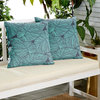 Blue Tropical Outdoor Pillow Set, 18x18
