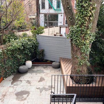 Park Slope backyard corten planters