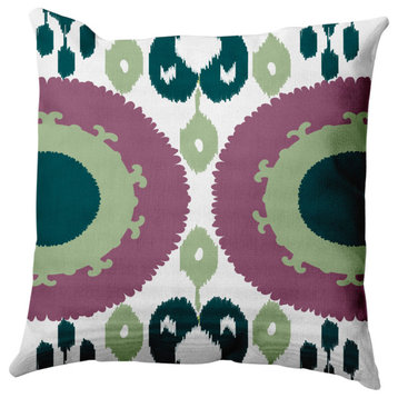 Boho Indoor/Outdoor Throw Pillow, Green, 16x16"