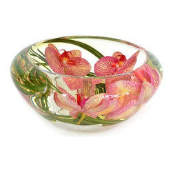 Red/Green Spotted Phalaenopsis Flower Bowl - Home Decor