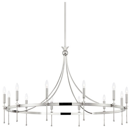 Gates 12-Light Chandelier, Polished Nickel Finish