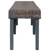 vidaXL Bench Dining Bench Seat Gray Natural Kubu Rattan and Solid Mango Wood